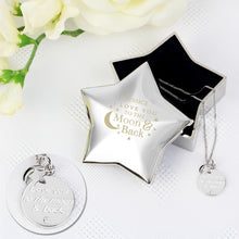 Personalised Engraved Moon and Back Star Trinket Box & Silver Pendant Gift Set