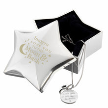 Personalised Engraved Moon and Back Star Trinket Box & Silver Pendant Gift Set