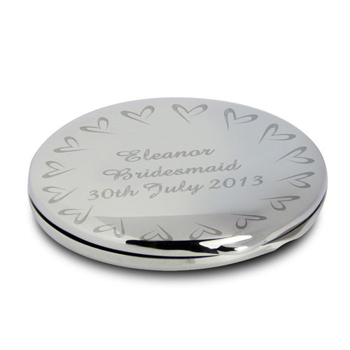 Personalised Small Hearts Compact Mirror