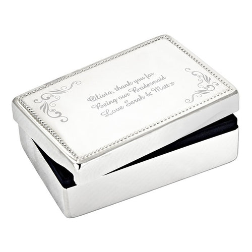 Personalised Swirl Rectangular Jewellery Box