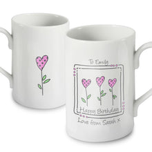 Personalised 3 Hearts Message Slim Mug