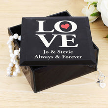 Personalised Black Love  Glass Trinket Box