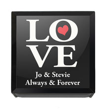 Personalised Black Love  Glass Trinket Box