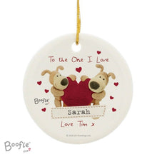 Personalised Boofle Shared Heart Round Ceramic Decoration