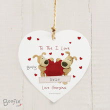 Personalised Boofle Shared Heart Wooden Heart Decoration