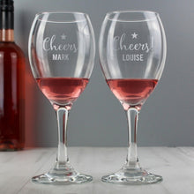 Personalised Cheers Wine Glass Set