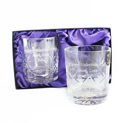 Personalised Pair of Crystal Whisky Tumblers