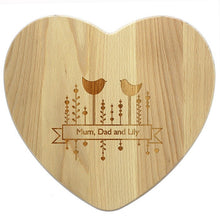 Personalised Decorative Bird Heart Chopping Board