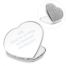 Personalised Diamante Heart Compact Mirror