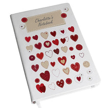 Personalised Fabric Hearts Hardback A5 Notebook