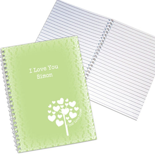 Personalised Love Grows Green A5 Notebook