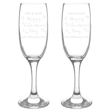 Personalised Happy Valentines Day Pair of Flutes with Gift Box