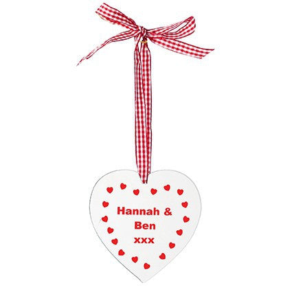 Personalised Hearts Design Wooden Heart Shaped Decoration