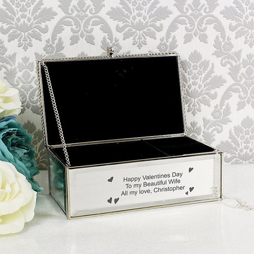 Personalised Hearts Mirrored Jewellery Box