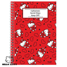 Personalised Hello Kitty Hearts A5 Diary