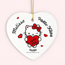 Personalised Hello Kitty I Love You Ceramic Heart Decoration