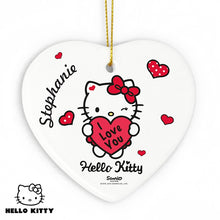 Personalised Hello Kitty I Love You Ceramic Heart Decoration