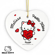 Personalised Hello Kitty I Love You Ceramic Heart Decoration