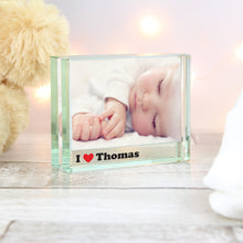 Personalised I Heart Crystal Photo Block Frame