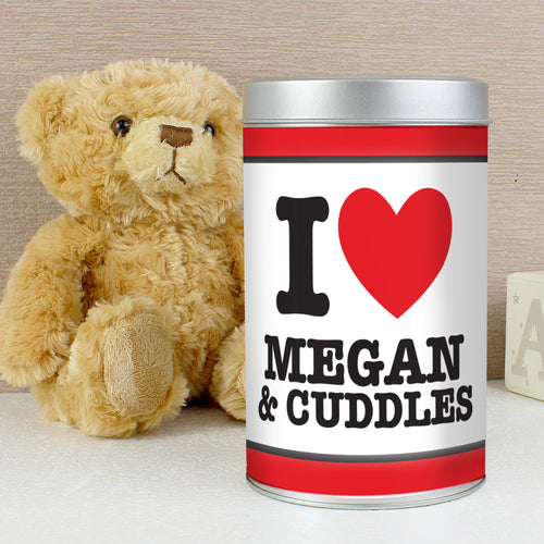 Personalised I HEART Teddy in a Tin