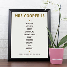 Personalised List of Love Poster Frame