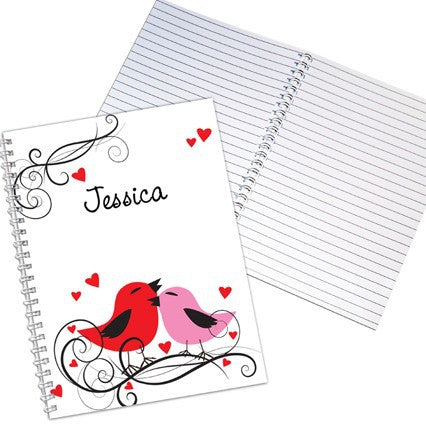 Personalised Love Birds A5 Notebook