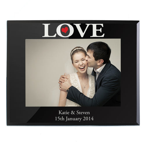 Personalised LOVE Black Glass 5x7 Photo Frame