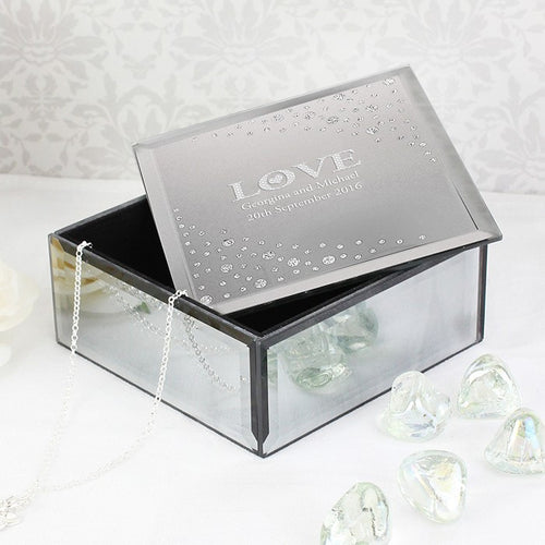 Personalised LOVE Diamante Glass Trinket Box