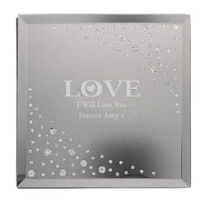 Personalised LOVE Diamante Glass Trinket Box