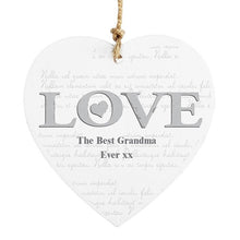 Personalised LOVE Wooden Heart Decoration