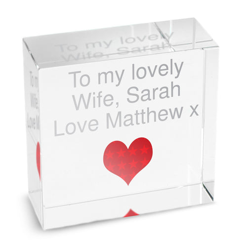 Personalised Red Small Heart Medium Crystal Token