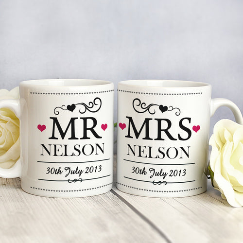 Personalised Mr & Mrs Mug Set