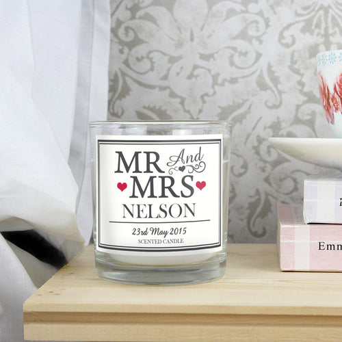 Personalised Mr & Mrs Scented Jar Candle