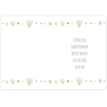 Personalised Gold Hearts Card