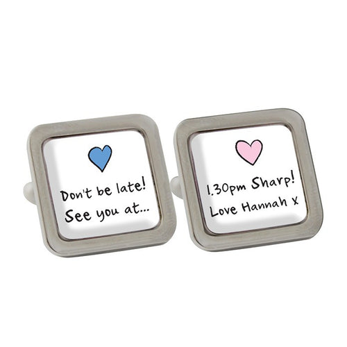 Personalised Pink and Blue Heart Cufflinks