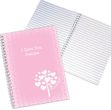 Personalised Love Grows Pink A5 Notebook