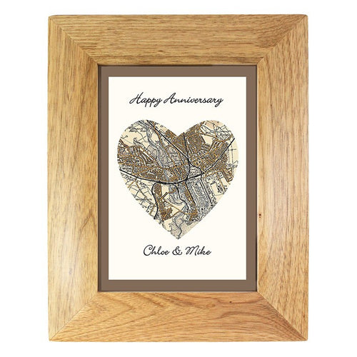 Personalised Postcode Map 5x7 Photo Frame - Revised New