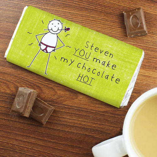 Personalised Purple Ronnie You make my chocolate HOT... Milk Chocolate Bar