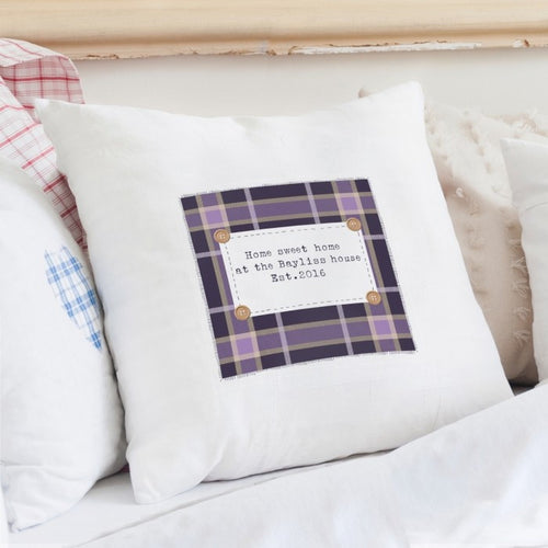 Personalised Purple Tartan Cushion Cover