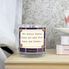 Personalised Purple Tartan Scented Jar Candle