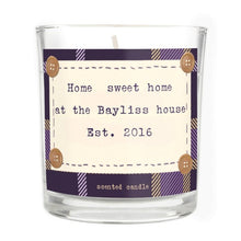 Personalised Purple Tartan Scented Jar Candle