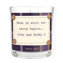 Personalised Purple Tartan Scented Jar Candle