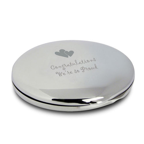 Personalised Hearts Round Compact Mirror