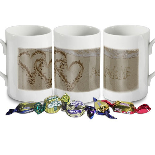 Personalised Sand Heart Slim Mug