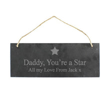 Personalised Star Motif Hanging Slate Plaque