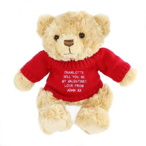 Personalised Teddy Message Bear in Red Jumper