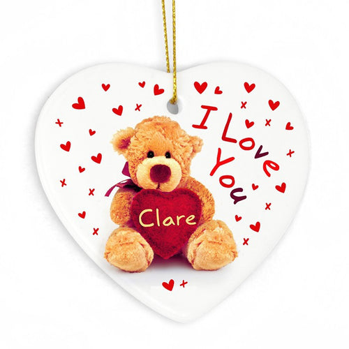 Personalised Teddy Heart - Heart Decoration