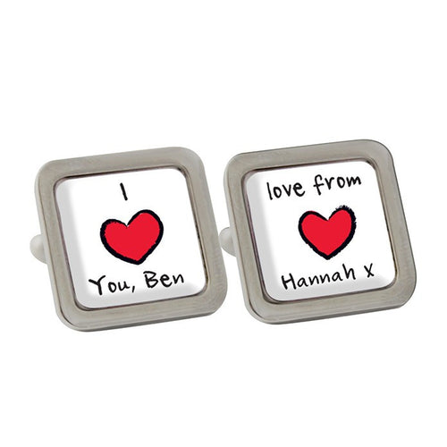 Personalised Red Heart Cufflinks